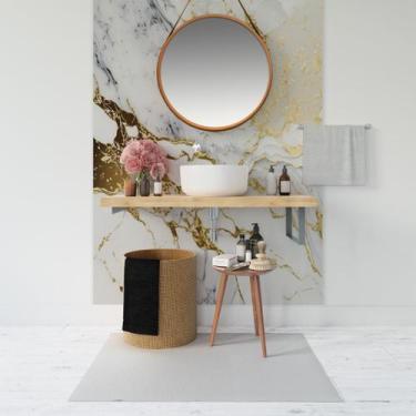 Imagem de Papel de Parede Painel 3D Mármore Branco e Dourado 1,5M Auto Colante L