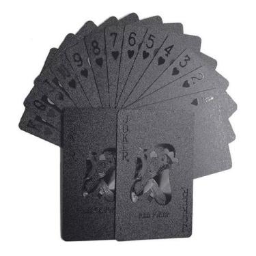 Imagem de Baralho Preto Fosco Luxo Varios jogos mesa Poker Truco Buraco - ZEM
