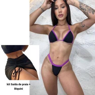 Imagem de Kit Saída De Praia + Biquíni Fio Dental Bronzeamento Marquin - RV MODA