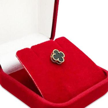 Imagem de Pingente Trevo Em Ouro 18k Com Pedra Onix Natural 4 Folhas - Primus LB