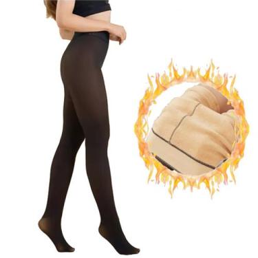 Imagem de Kit 2 Meia Calça Forrada Pelo Grossa Peluciada Translucida Térmica - M