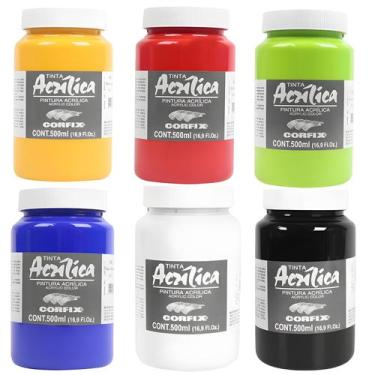 Imagem de 6 Tintas Acrílicas Corfix para Tela 500ml G1 Escolha a Cor 
