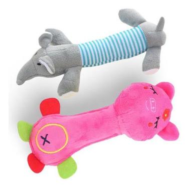 Imagem de Kit 2 Brinquedos De Pelúcia Para Cães Pet Cachorros Pequeno Porte e Fi