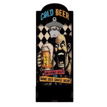 Imagem de Abridor De Garrafa Decorativo Parede Com Porta Tampinhas - Cia Laser