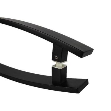Imagem de Puxador Para Porta Duplo Em Aço Inox Curvo 75cm Preto - DECORPLACE
