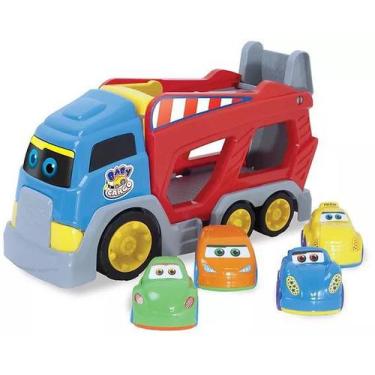 Imagem de Carrinhos 4 e Caminhão 1 Infantil Colorido Diversão Bebês - Big Star B