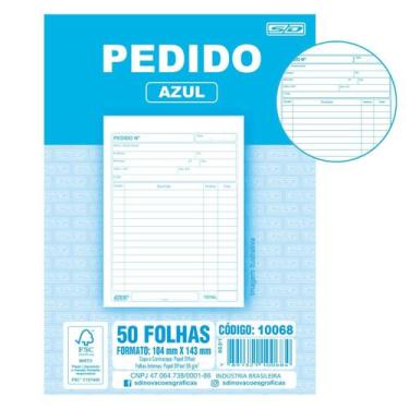 Imagem de Talão de Pedido 104x143mm Azul 1/36 Pacote 20un 50 Folhas Cada São Dom
