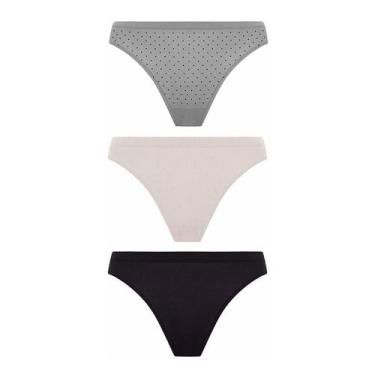 Imagem de Kit 3 Calcinhas Biquíni Trifil C01087/1087 Suspiro/Mescla/Preto, Sorti