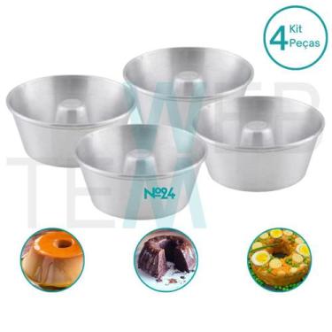 Imagem de Kit 4 Formas de Pudim 8x24cm Alumínio Sustentável para Bolo com Furo C