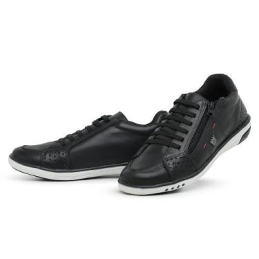 Imagem de Sapatênis Casual Masculino Zíper Lateral Couro Confortável - Sapataria