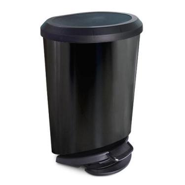 Imagem de Lixeira Com Pedal e Borda 20 Litros Preta Label 25777 Arqplast