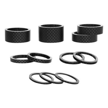 Imagem de ZTZ Conjunto espaçador de fone de ouvido de 11 peças para haste de garfo de 1-1/8 - kit de arruela de fibra de carbono de alumínio (20 15 10 5 3 2 mm) espaçadores ultraleves sem rosca para bicicleta,