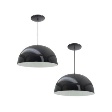 Imagem de Kit 2 Luminária Pendente Meia Lua 24cm Com Interior Branco Brilho Fiaç