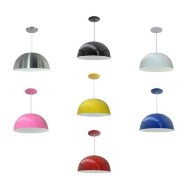 Imagem de Kit 7 Luminária Pendente Meia Lua 24cm Com Interior Branco Brilho Fiaç