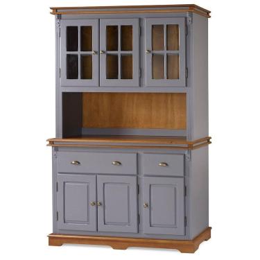 Imagem de Arca Oratório Com 3 Portas, 2 Gavetas E 3 Portas Vidro Manchester - M52003 Cor Laca - Cinza