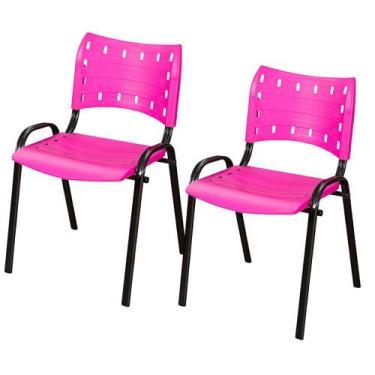 Imagem de Kit Duas Cadeiras Ergonômica Escritório Igreja Recepção Encosto Home O