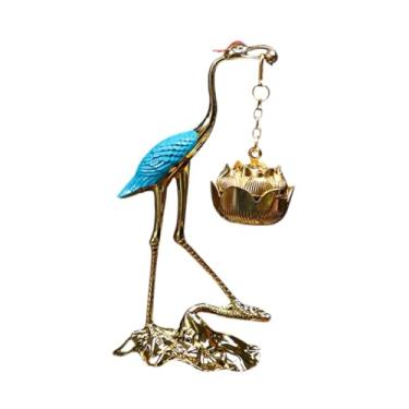 Imagem de Fenteer Queimador de Incenso Pendurado em Forma de Guindaste 13,5 Cm para Decoração de Mesa, Azul E Dourado, Tamanho real