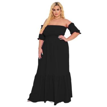 Imagem de Vestido Longo Plus Size Ombro A Ombro Modelador Acinturado Duas Marias