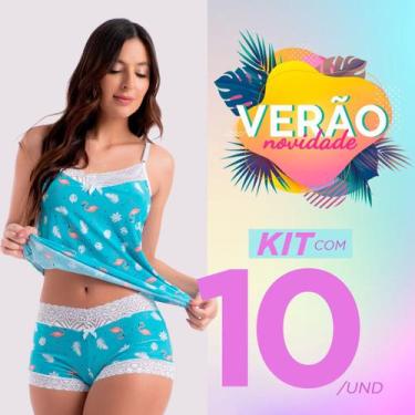 Imagem de Kit 10 BabyDoll Camisete Pijama ShortDoll  Liganete Encanto - Noite En