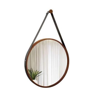 Imagem de Espelho Decorativo Adnet Marrom Alça material sintético Preto 60 cm Re
