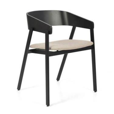 Imagem de Cadeira Coller Aço - Madeira em Preto Ebanizado - ArteFama, COURO NERO