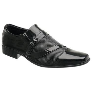 Imagem de Sapato Mocassim Preto Brilhante Masculino Estiloso Social Macio e Conf