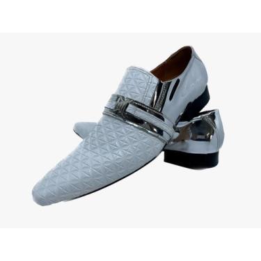 Imagem de Sapato Masculino Italiano Em Couro Branco Quadriculado Ref: D720 - ART