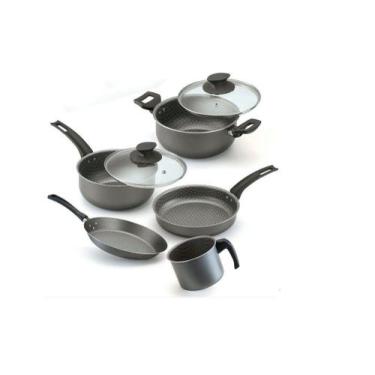 Imagem de Conjunto luxury grafite 05 peças aluminio oliveira jogo de panelas kit