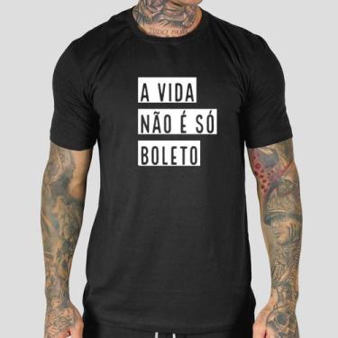 Imagem de Camiseta Masculina Personalizada Frase Boleto - MP Moda Masculina, G, 