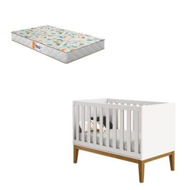 Imagem de Berço Americano New Classic Branco Com Pés Madeira E Colchão Gazin - R