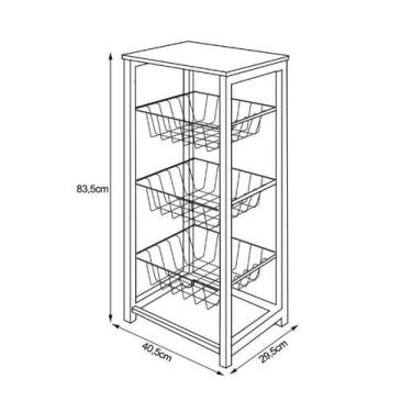Imagem de Fruteira de Chão Cozinha Desmontada Aço Branco Cesto Cobre Tampo Canel