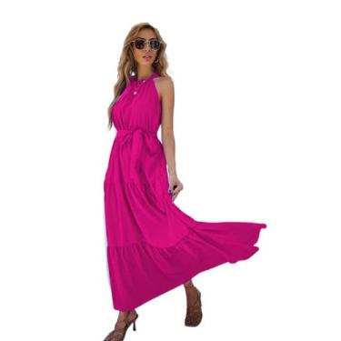 Imagem de Vestido Longo Cavado De Camadas Casamento Convidada - Ella GF, Rosa, M