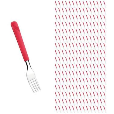 Imagem de Conjunto 240 Garfos Linha Luna Vermelho Aço Inox Plástico - Taumer, Lu