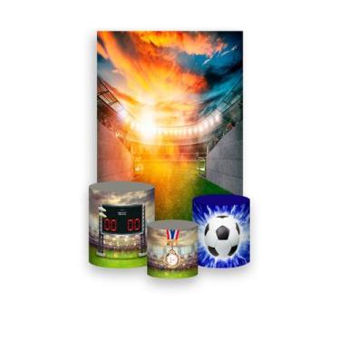 Imagem de Painel De Festa Vertical 1,50 x 2,20 + Trio De Capas Cilindro - Futebo