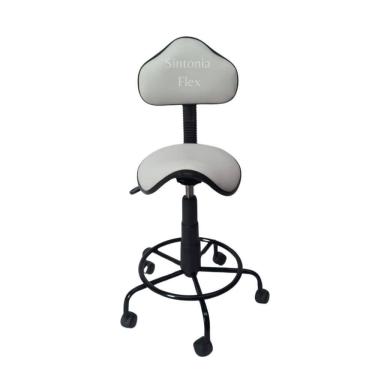 Imagem de Cadeira sela estetica - regulagem de altura  a gás - para dentista, manicure, tatuador, estrela de ferro  corano branco