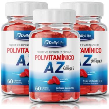 Imagem de kit 3x Polivitamínico Az Com Ômega 3, 60 Cápsulas 700mg - DailylLife -