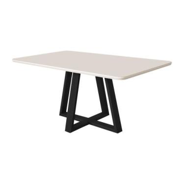 Imagem de Mesa de Jantar Luxo 120x90 Tampo Mdf/vidro para 4 Lugares Pés Madeira 