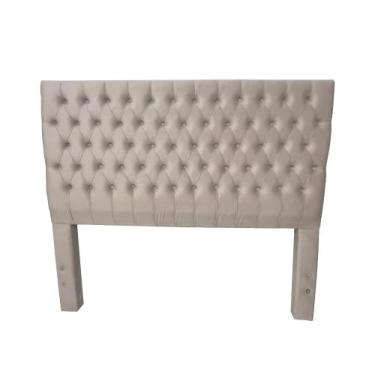 Imagem de Cabeceira Cama Queen Estofada Capitonê Creta 1,60m Veludo Bege - VILLA