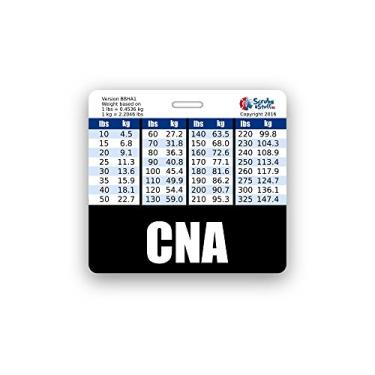 Imagem de CNA Badge Buddy Horizontal com tabelas de conversão de altura e peso (preto)