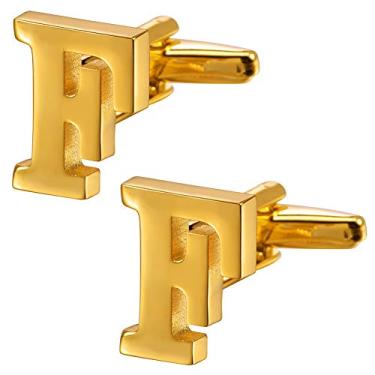 Imagem de Abotoaduras HAWSON masculinas banhadas a ouro para negócios, acessório de camisa de casamento Dourado