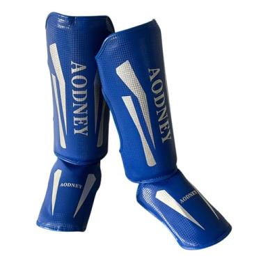 Imagem de Deevoka Muay Thai Kickboxing Caneleiras Perna Pé Protetores Boxe Equipamento Mma Perna Peito Proteção Almofadas para Taekwondo Boxe Chute, Blue M