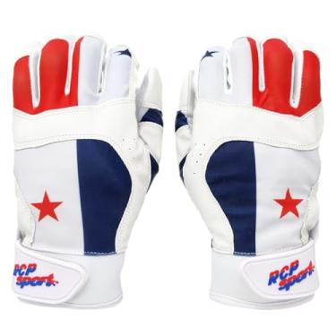 Imagem de Luvas de beisebol e softbol RCP – Resistente a rasgos e rasgos – Virilha reforçada, proteção acolchoada, tamanhos ajustáveis, Guantes de bateo (adulto grande, bandeira do Panamá)