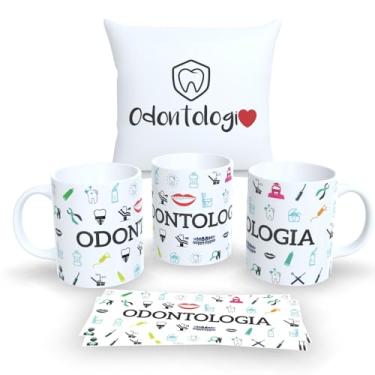 Imagem de Kit Com Almofada 30x30cm e Caneca de Porcelana Branca Profissões (Odontologia)