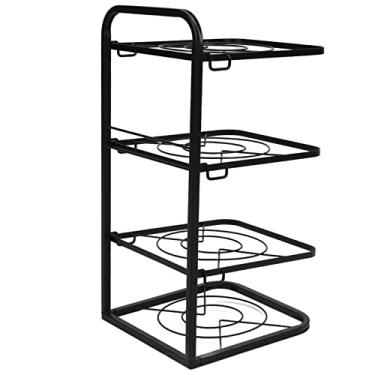 Imagem de Organizador de Panelas de Cozinha Rack de Altura Ajustável de 4 Camadas Sob a Bancada do Armário da Pia