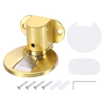 Imagem de uxcell Batente magnético de porta, batente de porta de piso magnético silencioso, trava de porta de chão ajustável com fita adesiva e parafusos de absorção de choque para quarto, escritório, banheiro,