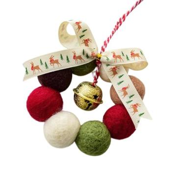 Imagem de Fancyes Árvore de Natal Guirlanda Pingente Pendurado Ornamento Artesanato Presente Bola de Feltro Guirlanda Decoração de Natal Decoração de Árvore de Natal