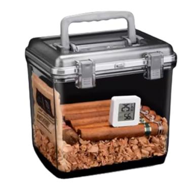 Imagem de Pequeno Caixa de plástico para charutos, umidor transparente, caixa de charutos com serragem de cedro, umidor grande, leve, armazenamento doméstico Feito à mão