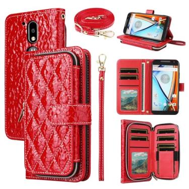 Imagem de Furiet Argyle Capa carteira para MotoG4 / Moto G4 Plus com tiracolo/alça de pulso PU couro PU suporte bolsa de celular à prova de choque capa para celular Motorola G 4ª geração G 4 4plus G4plus 4G G4+