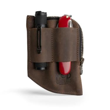 Imagem de Hide & Drink, Carteira de bolso EDC, organizador de dinheiro curvado, porta-cartão frontal fino, clipe para dinheiro, couro de flor integral, acessórios de viagem feitos à mão, Marrom bourbon, Bourbon