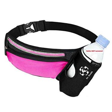 Imagem de Cinto de corrida esportivo com suporte para garrafa de água, pochete de hidratação com listras refletivas, armazenamento para celular, orifício para fone de ouvido para passear com cães, caminhadas,